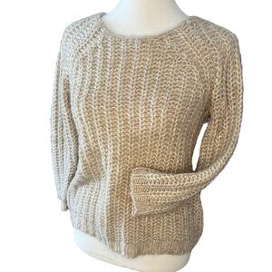 Knitted & Knotted Anthropologie 3/4" Sleeve Chunky Knit Glittery  w/ Sequins XS